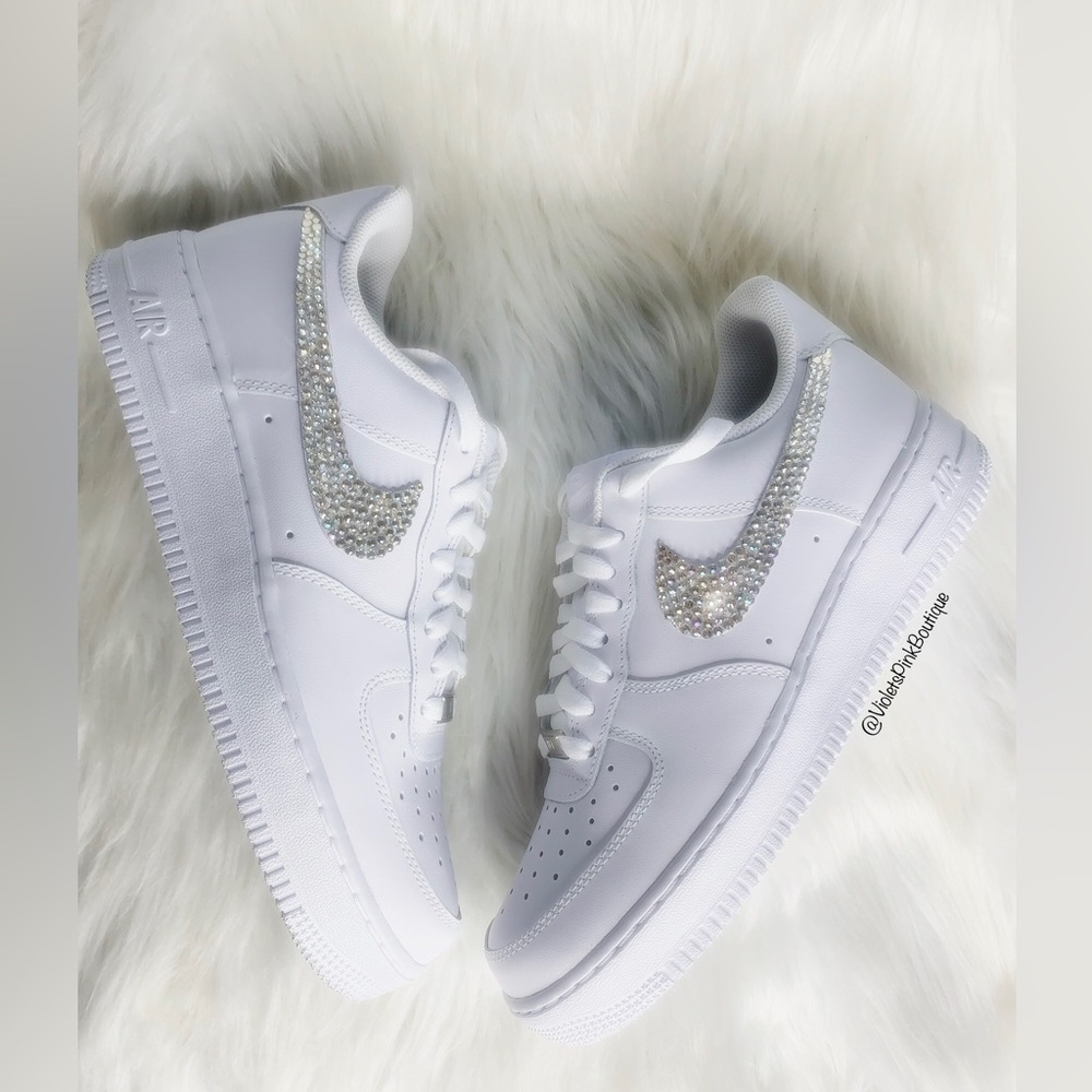 Bling Air Force 1 with Swarovski crystals size 5y